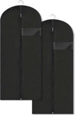 Garment Bags for Hanging Clothes, 45'' Suit Bag Cover for Storage and Travel, Dress Bags for Gowns Long, 2 Pack (Black) - Image 2