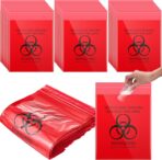 Geyoga 500 Pcs Red Biohazard Bags 11" x 15" Small Waste Trash Bags with Strong Adhesive Strip Hazardous Biohazard Infectious Containers for Halloween Blood Vomit Hospitals Tattoo Clinics Vet Medical - Image 2