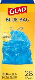Glad 30 Gallon Garbage Bags, Large Drawstring Trash Bags, Blue, 28 Count (Pack of 1) - Image 2