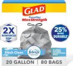 Glad ForceFlex MaxStrength Kitchen Trash Bags, 20 Gal, Fresh Clean Febreze, 80 Ct (Package May Vary) - Image 2