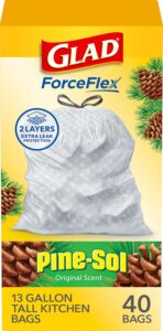 Glad ForceFlex Tall Kitchen Trash Bags, 13 Gallon, Pine-Sol Original, 40 Count (Package May Vary) - Image 2