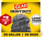 Glad Large 30 Gallon Trash Bags, Unscented Heavy Duty Garbage Bags, Forceflex with Drawstring, 50 Count (Packaging May Vary) - Image 2