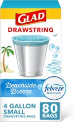 Glad Small Trash Bags 4 Gallon, Febreze Beachside Breeze Garbage Bags, Odor Resistant with Drawstring, 80 Count - Image 2