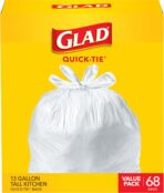 Glad Tall Kitchen Trash Bags 13 Gallon, Unscented Garbage Bags, Quick-Tie, 68 Count - Image 2