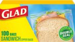 Glad Zipper Food Storage Plastic Bags, Sandwich, 100 Count (Package May Vary) - Image 2