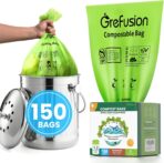 GreFusion Compostable Trash Bags for Kitchen Compost Bin 1.2 Gallon,150 Count,Compost Bags Small for Food Scrap Waste Bags for Countertop Bin Certified by BPI,ASTM D6400 and OK Compost - Image 2