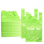 Green Thank you bags, 1000PCS T shirt bags, To Go Bags,Grocery bags, Reusable and Disposable,Perfect for Small Business,Take Out,Retail, Large - Image 2