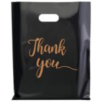 Gute 50 Pack Thank You Merchandise Bags, Extra Thick 2.36 Mil Wholesale Bulk Retail Shopping Bag,Reusable Plastic Boutique Shopping Bags With Handle (Black 9”x12”) - Image 2
