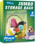 HIBAG 25 Gallon Jumbo Storage Bags, 35” x 24” Resealable Clear Bags with Handle, Extra Large XL Heavy Duty for Clothes Pillow Travel Moving, Pack of 3 - Image 2
