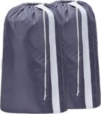 HOMEST 2 Pack XL Nylon Laundry Bag with Strap, Large Dirty Garments Organizer, Easy Fit a Hamper or Clothing Basket, Can Carry Up to 4 Loads of Clothes, Grey - Image 2