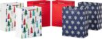Hallmark 9" Christmas Gift Bags (6 Medium Bags, 3 Designs: Red Polka Dot, Colorful Trees, Navy Snowflake) for Holiday Partes, Winter Weddings, Birthdays - Image 2