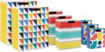 Hallmark Assorted Gift Bags (8 Bags: 3 Small 6", 3 Medium 9", 2 Large 13") Colorful Stripes, Triangles, Shapes - Image 2
