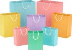 Hallmark Recyclable Gift Bag Assortment (8 Bags: 3 Small 6", 3 Medium 9", 2 Large 13") Pastel Blue, Pink, Yellow, Purple, Orange, Green for Birthdays, Easter, Baby Gifts, Bridal Showers - Image 2