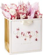 Hallmark Signature 7" Medium Birthday Gift Bag with Tissue Paper (Pink Flowers) - Image 2