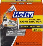 Hefty Load & Carry Heavy Duty Contractor Large Trash Bags, 42 Gallon, 26 Count - Image 2