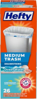 Hefty Medium Trash Bags, Ocean Water Scent, 8 Gallon, 26 Count - Image 2