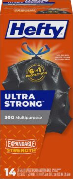 Hefty Strong Large Trash Bags, Black, 30 Gallon, 14 Count - Image 2