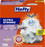 Hefty Ultra Strong 13 Gallon Trash Bags, Tall Kitchen Trash Bags 13 Gallon Size, Drawstring Closure, Continuous Odor Control, White, Lavender and Sweet Vanilla Scent, 110 Bags - Image 2