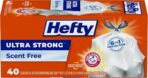 Hefty Ultra Strong 13 Gallon Trash Bags, Tall Kitchen Trash Bags 13 Gallon Size, Drawstring Closure, Continuous Odor Control, White, Unscented, 40 Bags - Image 2