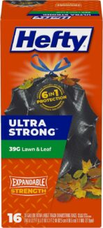Hefty Ultra Strong Lawn & Leaf Trash Bags, Unscented, 39 Gallon, 16 Count - Image 2