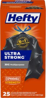 Hefty Ultra Strong Multipurpose Large Trash Bags, Black, Unscented, 30 Gallon, 25 Count - Image 2