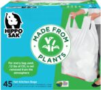 Hippo Sak - Plant Based Tall Kitchen Garbage Bags with Ergonomic Handles - 13 Gallon Trash Bags - Recyclable & Reduced Carbon Footprint - Super Strong and Leak Proof Tall Kitchen Trash Bags (45 Count) - Image 2