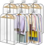 LANDNEOO 6 Pack Clear Garment Bags for Hanging Clothes with Zippers on Double Sides - 10'' Clothes Storage for Coat, Dress, and Fur in Closet - 40'' Long Suit Bags - Image 2