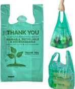Lakesstory Biodegradable Green T-Shirt Bags | Compostable Grocery Bags | Eco-Friendly Plastic Bags - Image 2