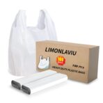 LimonLaviu Plastic Bags - 100 Pack (11.5'x 6.5" x 21') with Handles for Small Business, Restaurants, Grocery & Trash - Image 2