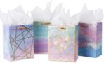 Loveinside Medium Size Gift Bags-Colorful Marble Pattern Gift Bag with Tissue Paper for Shopping, Parties, Wedding, Baby Shower, Craft-4 Pack-7" X 4" X 9" - Image 2
