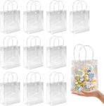 MAQIHAN Clear PVC Gift Bags with Handles - 10PCS Mini Party Favor Bags Transparent Party Favour Plastic Gift Bag 5.9X6.29 Inches Tote Goodie Bag Bulk Pvc Plastic Bags with Handles for Gifts - Image 2