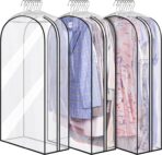 MISSLO 10" Gusseted All Clear Garment Bags for Hanging Clothes 3 Packs 40" Suit Bags for Closet Storage Hanging Clothes Storage Suit Cover for Shirts, Coats, Dresses - Image 2