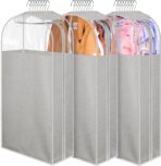 MISSLO 10" Gusseted Garment Bags for Hanging Clothes 40" Clear Suit Bags for Closet Storage Suits Cover Coat Protector, 3 Packs, Grey - Image 2