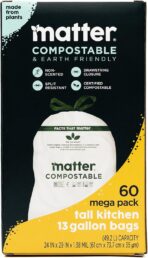 Matter Compostable 13 Gallon Tall Kitchen Trash Bags with Drawstring, Eco-Friendly, Unscented, Durable, Leak-Resistant, 60 Count - Image 2