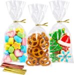 Morepack Cellophane Treat Bags, 4x9 Inches 200 Pcs OPP Plastic Treat Bags with 200 Twist Ties for Gift Wrapping,Packaging Candies,Bakery, Cookies, Chocolate,Party Favors - Image 2