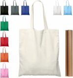 NPBAG 5 | 15 | 25 | 50 Pack 15'' X 16'' Natural Cotton Tote Bags, Lightweight Blank Bulk Cloth bags with 1pc of PTFE Teflon Sheet (5-Pack) - Image 2