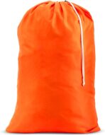 Nylon Laundry Bag - Locking Drawstring Closure and Machine Washable. These Bags will Fit a Laundry Basket or Hamper and Strong Enough to Carry up to Three Loads of Clothes. (Orange) - Image 2