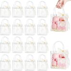 Ohuimrt 30 PCS Clear Plastic Gift Bags with Handles, 5.9 x 6.3 x 2.8 Inches Reusable Party Favor Bags with Ribbon Transparent Gift Wrap Bags Bulk for Weddings Birthdays - Image 2