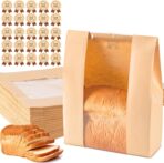 Paper Bread Bags 25PCS, Sourdough Bread Bags for Homemade Bread, Large Bakery Bags with Window Includes 25PCS Label Seal Stickers for Homemade Bread Storage(13.7x8.3x3.5 inch) - Image 2