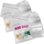 Pill Pouch Bags - (Pack of 400) 3" x 2.75" - BPA-Free, Poly Bag Disposable Zipper Pills Baggies, Daily AM PM Travel Medicine Organizer Storage Pouches, Best Clear Reusable with Write-on Labels - Image 2