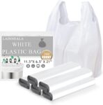 Plastic Bags, 300 Count T Shirt Bags, Plastic Bags With Handles For Shopping, White Plastic Grocery Bag For Small Business (11"x 6"x 21"), Recyclable - Image 2