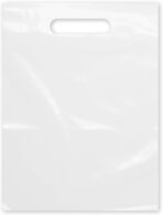 Purple Q Crafts Plastic Bag With Die Cut Handle 9" x 12" White Merchandise Bags 100 Pack for Retail, Gifts and Shows - Image 2