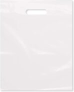 Purple Q Crafts Plastic Bag With Die Cut Handle Bag 12" x 15" White Plastic Merchandise Bags 200 Pack for Retail, Gifts, Trade Show and More - Image 2