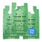Reli. Biodegradable Thank You Bags | 550 Count - Bulk | Biodegradable Shopping Bags, Grocery, Restaurant | OxoBiodegradable Plastic | 11.5" x 6.5" x 22" (Green) - Image 2