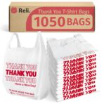 Reli. Plastic Bags Thank You (1050 Count) | White Grocery Bags with Handles | Shopping (Plastic) - Image 2