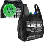 Reli. Thank You Plastic Bags | 100 Pack | (11.5" x 6.5" x 21"), Black | Plastic Bags with Handles | Ideal for Grocery, Shopping, Food Take Out, Restaurants, Small Business - Image 2