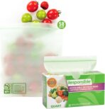 Responsible Products Certified Compostable QUART Resealable Zip Bag, Extra Strength Food Bags, Plant-Based Freezer-Safe (58 Pack) - Image 2