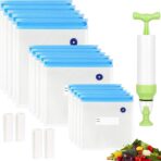 Reusable Sous Vide Bags 3 Sizes - 20 Pack with Hand Pump, Sealing Clips for Sous Vide Cooking and Food Storage (Blue Kit) - Image 2