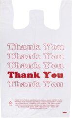 SSWBasics Premium Thank You T-Shirt Bags - 500 - Pack, 18” x 8" x 30", .48mil HDPE Thickness - Ideal for Restaurants, Retail, Grocery, Takeout - Standard Supermarket Size - Strong and Durable - Image 2