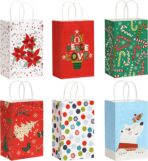 SUNCOLOR 12 Pack Small Christmas Gift Bags, 7.9 × 5.12 × 3.15 Inch, 6 Festive Designs with Handles, Paper Holiday Gift Bags for Christmas Parties, Presents and Holiday Decorations (2 of Each Design) - Image 2